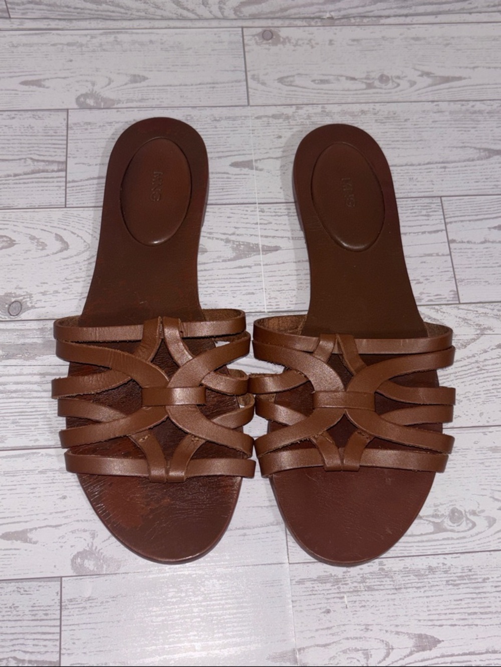 MANGO Slide Brown Sandals